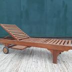 Luxe Loungebed Teak Houten Ligbed Verstelbaar Wiel Dienblad thumbnail 3