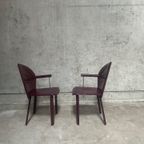 Mario Morbidelli Voor Naos - Set Van 2 Burgundy Rode Stoelen In Leder En Chrome thumbnail 6