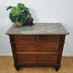 Vintage Antiek Dressoir Commode Ladekast, Badkamermeubel Met Marmer Blad 26 thumbnail 3