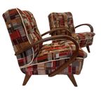 Set Jaren 30 Lounge Stoelen Van J.Halabala H-237 Rood/Bruin Gestoffeerd thumbnail 3