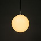 Art Deco Hanglamp Met Witte Bol, Jaren 30 thumbnail 9