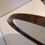 Vintage Ovale Spiegel Met Bruine Rand Jaren 70 thumbnail 4