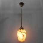 Art Deco Hanglamp Met Gemarmerde Glazen Kap thumbnail 3