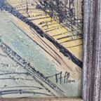 Vintage Impressionistisch Schilderij H. Han Verf Doek '60 thumbnail 6