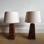 Set Van 2 Rotan Rieten Tafellampen Vintage thumbnail 2