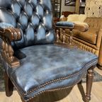 Stoere Engelse Springvale Chesterfield Fauteuil Model Library Jeans Blauw thumbnail 5