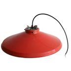 Vintage Fabriekslamp Rood Emaille Met Opaline Glazen Bol, Jaren '30/'40 thumbnail 4