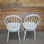 Spijl Stoelen Beukenhout Wit Geschilderd Retro thumbnail 5