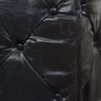 Grote, Luxe, Zwarte Vierkante Chesterfield Hocker/salontafel Gemaakt Van Rundleer thumbnail 10
