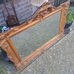 Oude Handgemaakte Kuif Spiegel Afm 86x 60cm thumbnail 3
