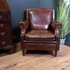Schapenleren Vintage Clubfauteuil In Art Deco Stijl thumbnail 12