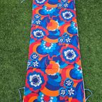 Vintage Jaren 70 Ligbed Kussen Oranje Blauw Gebloemd thumbnail 2