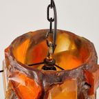 Vintage Chunky Glas Acrylic Swag Hanglamp Handmade '60 Rare thumbnail 5