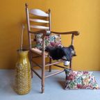 Retro Vintage Ronde Kruk, Blauwe Stoffering, Hairpinlegs thumbnail 4
