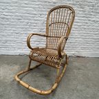 Elegante, Vintage Rotan Schommelstoel - Japandi, Bohemian. thumbnail 2