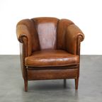 Unieke Vintage Schapenleren Clubfauteuil Met Een Uitzonderlijk Design thumbnail 2