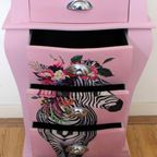 Hoge Roze Ladekast “zebra”, 5 Lades, Eclectisch thumbnail 4