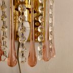 Murano Teardrop Wandlamp Wandlampje Messing Vintage Roze thumbnail 8