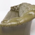 Chesterfield Style Green Leather Sofa From Skippers, Denmark thumbnail 6
