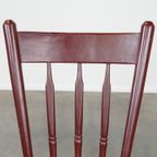 Vintage Hollandse Boeren Eetkamer/bijzetstoel Gemaakt Van Bordeaux Rood Gekleurd Hout thumbnail 12