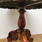 Antieke Ronde Salontafel, Koffietafel Wijntafel Mahonie Hout thumbnail 8