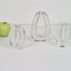 Vintage Set 3 Vaasjes Scandinavisch Design Glas ‘60 Handmade thumbnail 2