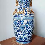 Prachtige Chinese Vaas Blauw Goud thumbnail 11