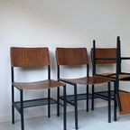 Vintage Industriële Houten Stoelen Met Metalen Onderstel thumbnail 13