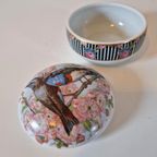 Vintage Porselein Dekseldoosje Met Vogels thumbnail 4