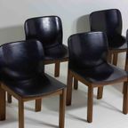 Mid-century Set Van 6 Lederen Eetkamerstoelen Door Arfa & Tobia Scarpa, 1970 thumbnail 17