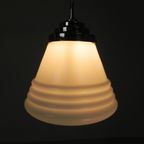 Art Deco Hanglamp Met Geribbelde Witte Bol, Jaren 30 thumbnail 14