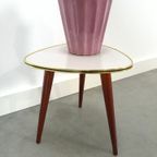 Bijzettafel Met Licht Grijs Formica Blad En Houten Poten Nr. 14 Plantentafel thumbnail 2