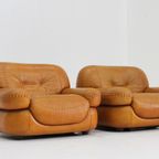 Sapporo Italiaanse Cognac Leren Loungestoelen Voor Mobil Girgi Uit De Jaren 70, Set Van 2 thumbnail 12