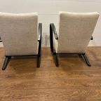 Set Van 2 Jindrich Halabala H269 Loungestoelen Wit Bouclé thumbnail 5