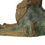 Grote Tempelleeuw Verguld Brons Beeld Thailand Foo Dog 27cm thumbnail 8