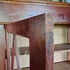 Practige Antiek Eiken Demontabele 3 Deurs Boeken Of Servieskast, Met 4 Planken, 150 Cm Breed thumbnail 8
