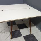 Dining Table Formica White And Brown Adjustable In Size And Height thumbnail 10