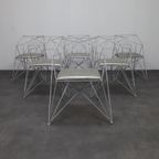6x Geometric Wire Frame Dining Chairs, Rare thumbnail 2