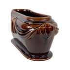 Art Deco - Brown Glazed Ceramic Flowerpot thumbnail 5