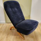 Vintage Theo Ruth Congo Fauteuil Stoel Donker Blauw thumbnail 6