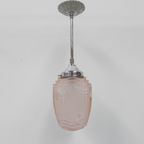 Art Deco Hanglamp Met Roze Glazen Kap thumbnail 2