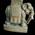 Uniek Olifant Keramiek Salontafel 2 Turquoise Olifanten Met Glazen Blad. thumbnail 9