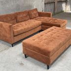 !!Actie!! Gereinigde Hoekbank Inclusief Hocker Velvet thumbnail 2