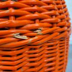 Xxl Oranje Rotan Mand. Vintage Ronde Rieten Opbergmand Etc. thumbnail 5