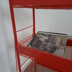Rood Metalen Winkelvitrine Winkelrek Met Manden Vintage thumbnail 20
