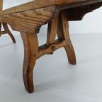 Victoriaanse Pitch Pine Korte Spoorweg Antieke Bank thumbnail 7