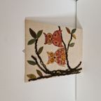 Vintage Schilderij Van Stof Uil Stof Wandkleed Muurkleed thumbnail 5