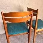 Twee Vintage Eetkamerstoelen Met Petrol Blauw Bekleding thumbnail 12