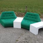 Jaren '70 Fauteuils Groen Met Tafeltjes thumbnail 3