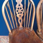 4 Vintage Brocante Wheelchair Stoelen, Houten Stoeltjes thumbnail 4